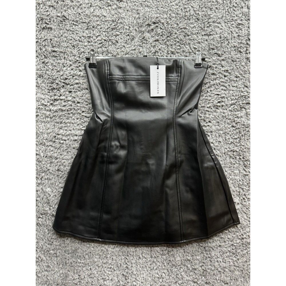 We Wore What Womens‎ Vegan Leather Strapless Top Blouse Black Size 0 NWT